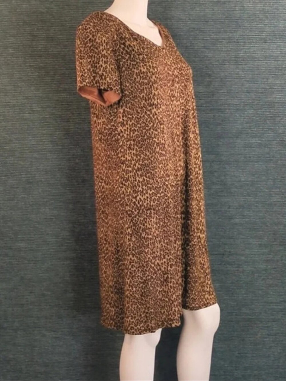 Vintage 80s Jessica Howard Glitter Leopard Print Swing Dress - Picture 6 of 12